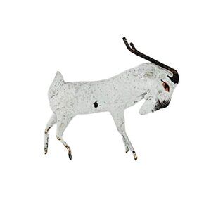 Vintage Antique Miniature White Mountain Goat Ram Figurine With Wire Legs Antler